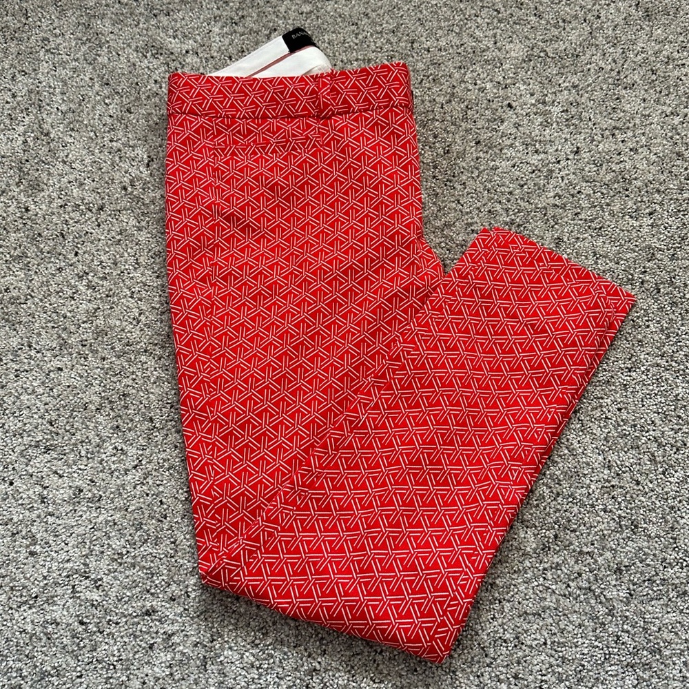 Banana Republic, Sloan crop pants, bright red color, printed, size 00 Petite